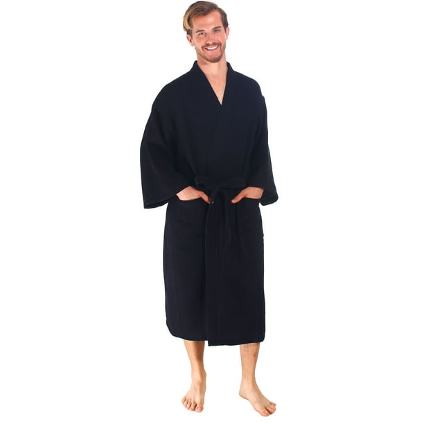 Winwinus Mens Unisex Waffle Cotton Sleepwear Bathrobe with Pockets Winwinus Mens Unisex Waffle Cotton Sleepwear Bathrobe with Pockets
